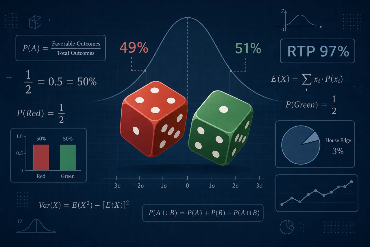 Probability and house-edge concepts behind color-prediction games